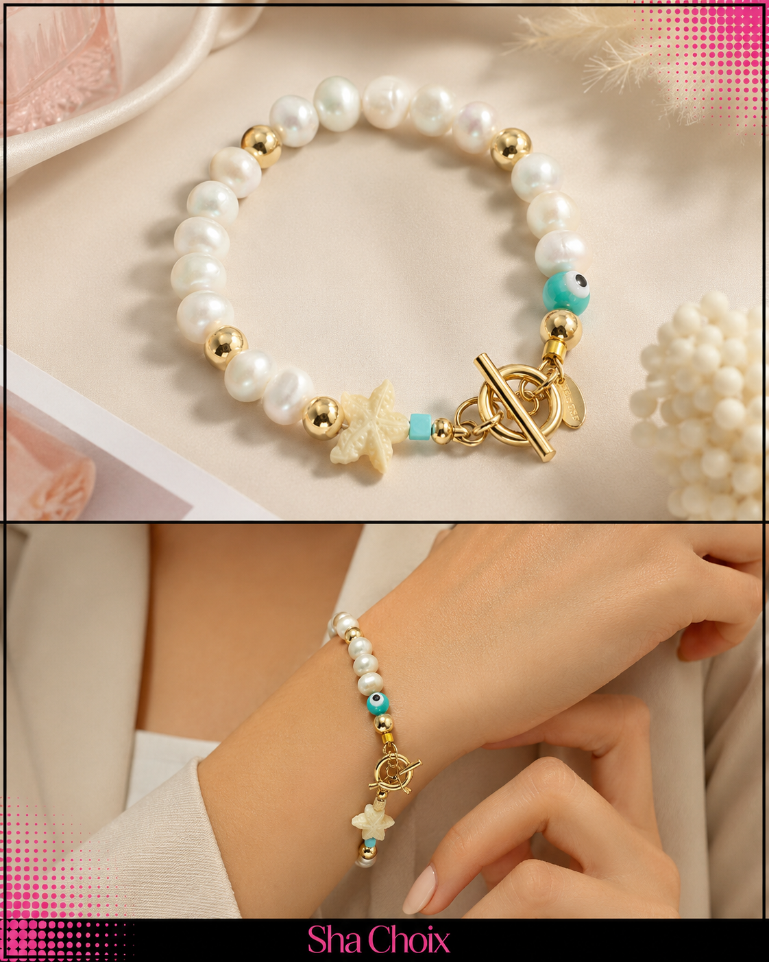 Starfish Evil Eye Gold